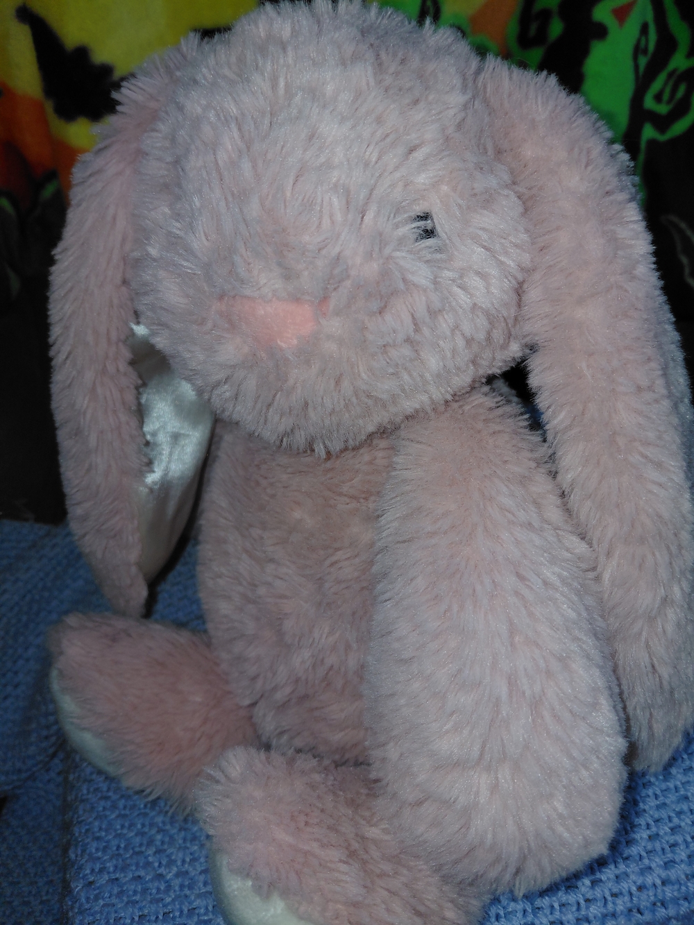 Spark Create Imagine Dusty Pink Rabbit Plush Bunny Satin Ears Rattle 14" Retired